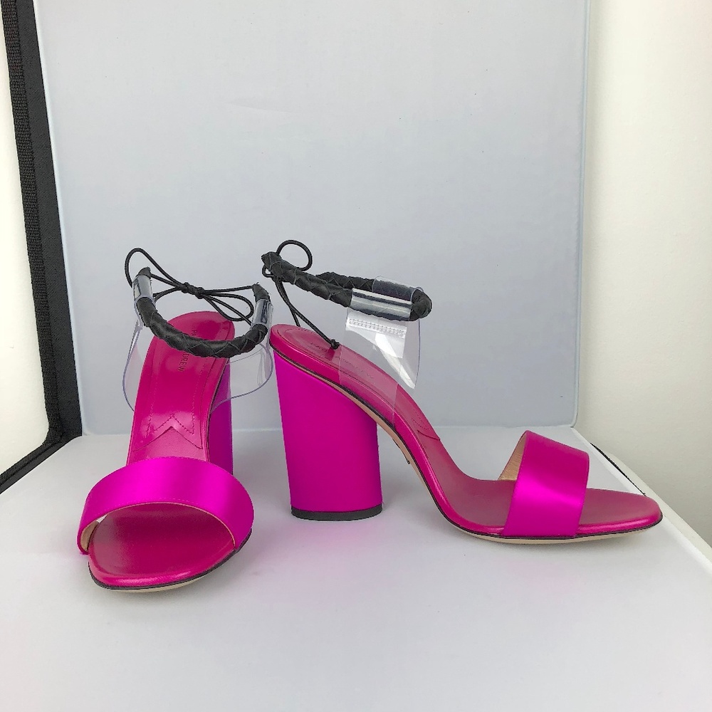 NWT Paul Andrew Estes Pink Heeled Sandals sz 38.5